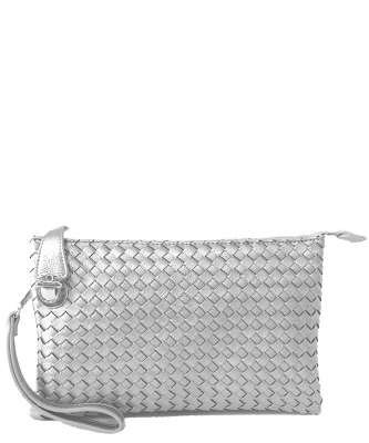 Fashion Woven Clutch Crossbody Bag WU042 SILVER